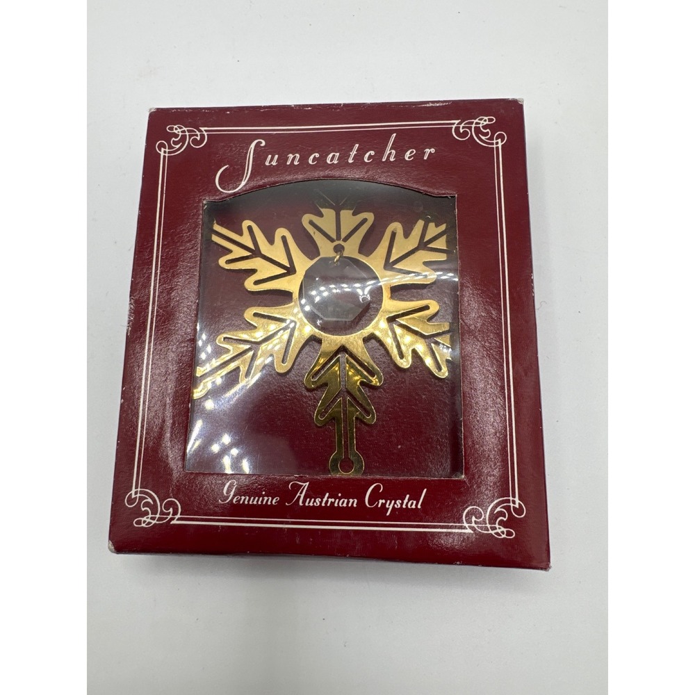 Ganz Gold Tone Snowflake Suncatcher Genuine Austrian Crystal EX6540 New in Box